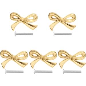 Angoily Closet Door Knobs Pull, 5pcs Bow Shape Furniture Knob Drawer Cupboard Pulls Handle for Home Kitchen, Wardrobe Cabinet Knobs, Antique Cabinet Knobs Vintage Dresser Knob