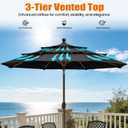 EliteShade USA 10-Year-Non-Fading 10ft 3-Tier Market Patio Umbrella, Commercial Grade Outdoor Table Umbrella with Crank Open, Windproof & UPF 50+ UV Protection, Heavy Duty Ventilation for Garden, Deck, Pool, Backyard, Beach & Bistro, Black