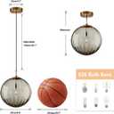 KCO Lighting Modern Large Globe Pendant Light Fixture Mid Century Smoke Grey Glass Pendant Light Vintage Hanging Lights Single Gold Globe Chandelier Kitchen Island Lighting (Smoke Gray-9.8)