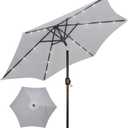 Blissun 7.5 ft Solar Umbrella, 18 LED Lighted Patio Umbrella, Table Market Umbrella