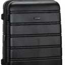 Rockland Melbourne Hardside Expandable Luggage with Spinner Wheels, Black, Checked Large 28"
