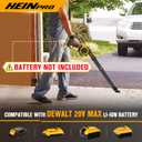 HEINPRO Cordless Leaf Blower Compatible with DEWALT 20V Max Battery (Tool Only) 200MPH Small Electric Leaf Blowers w/ 3 Speeds Mode, Lightweight Mill Leaf Blowers Battery Powered for Patio