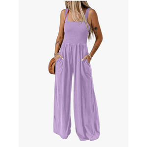 Dokotoo Women's Casual Loose Overalls Jumpsuits One Piece Sleeveless Wide Leg Long Pant Rompers With Pockets Size XS