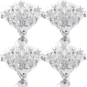 4 PCS Sliver Foil Spray Centerpieces for Table - 12 Centerpieces Decoration with Star Party Favor Supplies for Winter Wedding Birthday Christmas Celebration Home Decorations