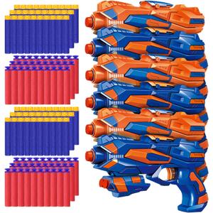 POKONBOY 6 Pack Blaster Toys Guns for Boys Fit for Nerf Bullets, Toy Guns with 120 PCS Refill Foam Darts for Boys Girls Birthday Gifts Party Favors Hand Gun Toys for 6+ Year Old Kids