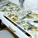 Drawer and Shelf Liner - Yellow Black Marble Pattern,Non Adhesive Non Slip Waterproof Easy-Clean Liner for Kitchen Cabinet, Refrigerator, Bathroom, Pantry Storage Drawers, 12 in x 10 Ft