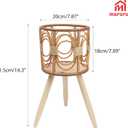 Rattan Plant Stand, Wicker Plants Baskets Indoor, Small, Cute Handmade Woven Wooden Planter with Legs, Boho Style Hollow Flowers Display Rack Straw Standing Floor Stool Shelf for Pot Holder Outdoor Decorations