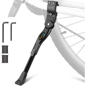 TOPCABIN Bike Kickstand Adjustable Aluminium Alloy Bicycle Kickstand Bike Side Kickstand Fit for 22" 24" 26" 28" Mountain Bike Road cycling/BMX/MTB (Black for 22-24-26-27-28 inch bike)