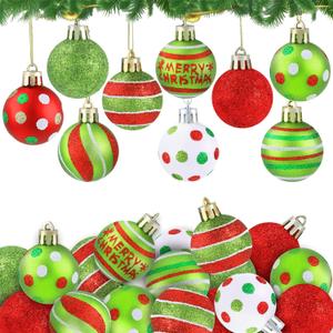 Celltestria 36pcs Mini Christmas Balls Ornament 1.57 Inch Red Green Glittering Little Xmas Balls for Tree Decoration Swirl Candy Cane Tiny Christmas Baubles for Home Indoor Holiday Party Decor