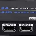 1x4 HDMI Splitter, 1 in 4 Out HDMI Splitter Audio Video Distributor Box Support 3D & 4K x 2K Compatible for HDTV, STB, DVD, PS3, Projector Etc, Duplicate/Mirror Screen Only (Not Extend)