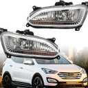 Nakkaa Fog Light Assembly Compatible Santa Fe 2013-2015 Pair Front Fog Lamp 922024Z000 922014Z000 Passenger and Driver Side