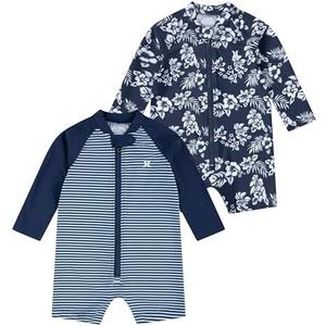 Hurley Unisex Baby 2-Pack Long Sleeve Rash Guard Coverall 5