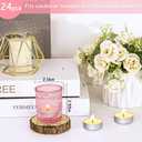 24 Pcs Pink Glass Votive Candle Holders, Tealight Candle Holders for Table Centerpieces, Vintage Candle Holder Bulk, Boho Wedding, Valentine's Day Table Decor (Pink)
