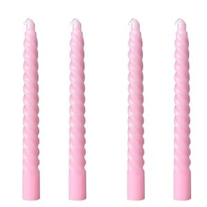 8 Inch Taper Spiral Candle Set of 4 Tapered Candles, 5 hrs,Smokeless,Tall Candlesticks, Home Dinner, Party, Wedding, Halloween, Christmas (4, Pink, 20cm)