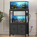 Heybly 5-10 Gallon Fish Tank Stand, Aquarium Stand with Drawer, Power Outlet, Heavy Duty Metal Frame, for Fish Tank, Turtle & Reptile Terrarium, 20.5"  10.2" Top, 200lbs, Black HAS002SBK