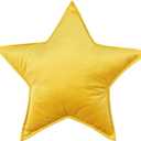JIKAL Star Moon Shaped Pillow Soft Velvet Nursery Stuffed Throw Pillows for Kids Room Couch Reading Nook Decor (Star, Yellow) (1 Count (Pack of 1))