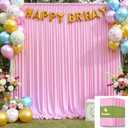 20ftx10ft Wrinkle Free Pink Backdrop Curtain for Parties, 4 Panels Silky Polyester Photo Backdrop Drapes Back Drop Cloth for Wedding Birthday Photography Background Baby Shower Decor