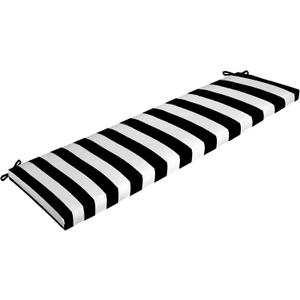 Arden Outdoor Bench Cushion, 46 x 17, Rain-Proof, Fade Resistant Black Cabana Stripe