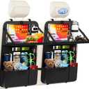 KaiCross Car Backseat Organizer with Table Holder, 10 Storage Pockets Backseat Car Organizer and Storage with 600D Oxford Cloth, Travel Essentials, Kick Mats Back Seat Protector-2 Pack