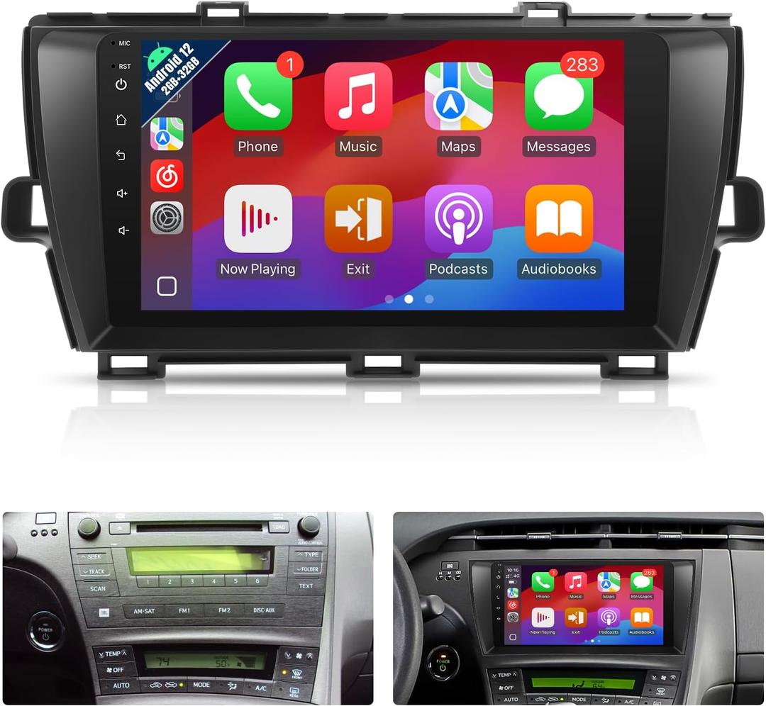 Naifay 8Core Android12 Car Radio for Toyota Prius 2010 2011 2012 2013 2014 2015, 9" IPS Touchscreen for Prius Stereo Carplay Android Auto/Bluetooth/Wi-Fi/FM/GPS/SWC/Canbus(Fit Small Screen with J.B.L)