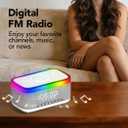 Bluetooth Speaker with Wireless Charging, Alarm Clock Radio for Bedrooms 6 in 1 Dimmable Digital Clock with FM Radio White Noise Charging Station RGB LED Night Light for iPhone Samsung