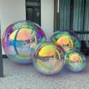 Colorful Inflatable Mirror Ball Reusable Big Shinny PVC Disco Ball Giant Airtight Hanging&Standing Mirror Balloon for Events & Stage Party, Advertising, Shows Decoration (1 Piece,1.5m,Without Pump)