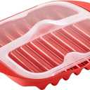 Microwave Bacon Tray with Splatter Lid, Bacon Rack, Microwave Easy Bacon Maker, Only Use Medium or Lower Temperatures in the Microwave to Slowly Bake, Make Crispy Bacon In Minutes(Red)