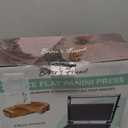 Baker's Friend Mini Panini Press Electric Griddle, 2 Slices of Panini Grill Press Sandwich Maker Press, Sandwichera Electrical for Pancakes & Eggs, Oil Tray, Non Stick Surfaces, Stainless Steel