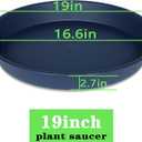 2 Pack of 18 19 inch Plant Saucer Drip Tray (16.6 inch Base), Heavy Duty Deep Plant Saucers for Pots, Plastic Flower Planter Water Trays for Indoors Outdoor (19", Blue)