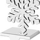 Adecortalk Silver Snowflake Christmas Stocking Holder, Non - Slip Snowflake Stocking Hanger, Metal Holders Fireplace Mantle for Christmas Xmas Party Decorations