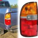 HECASA Tail Light Assembly Compatible with 1995-2000 Toyota Tacoma Driver Side Signal Brake Lamp Taillight W/Bulb(s) Replacement for TO2800116 (LH, Red/Amber/Clear Lens + Chrome Housing)