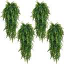 Faux Hanging Plant,4 Pcs Fake Plants Fake Fern Wall Artificial Plants Fake Ivy Faux Greenery Plants for Patio Porch Indoor Outdoor UV Resistant Plastic Plants Decor (4 Pcs Faux Ferns)