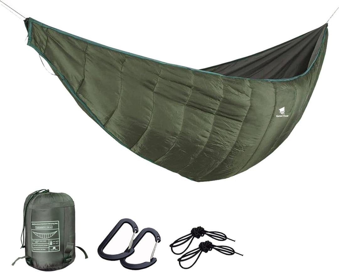 GEERTOP Ultralight Hammock Underquilt for Camping Full Length Camp Hammock Underquilts Warm 3-4 Seasons Essential Outdoor Survival Gear for Hiking Backpacking Travel (Green for Single Hammocks(98" X 53"))