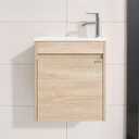 wonline 16" Single Sink Bathroom Vanity, Floating Modern Bathroom Vanity with Sink for Small Space (Natural)