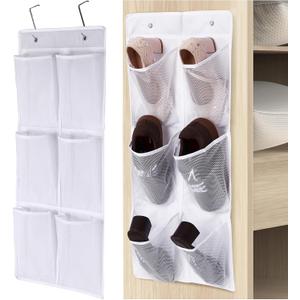 GOMAJI Over the Door/Wall Shoe Organizer, 2 Pack, Narrow, Hanging Shoe Rack for Closet, Bathroom, RV, Pantry, Camping, White