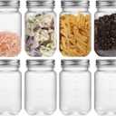 novelinks 16 oz Clear Plastic Mason Jars with Silver Lids  Reusable Food Storage Containers with Lids, BPA-Free, Leakproof, Empty Jars for Pantry, Kitchen, DIY Crafts  8 Pack (Sliver)
