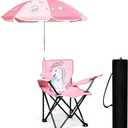 Kids Beach Chair with Umbrella Folding Lawn and Camping Chair with Summer Shade for Beach, Pool, Travel and Outdoor (for 1-5 Years Old) (Pink)