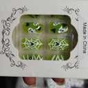 Halloween Press on Nails Short Almond False Nails with Love Spider Web Design Cute Ghost Fake Nails Glossy Full Cover Green Glue on Nail Reusable Holiday Stick on Nail for Women Girls Manicure 24Pcs