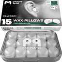 PQ Wax Ear Plugs for Sleeping, Swimming - 15 Soft Noise Cancelling Silicone Gel Wax Earplugs for Sleep and Swimmers, Ear Protection with Sound Blocking Level of 32 Db, (15-Pillows), Color: White