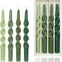 Gradient Color Taper Candles Unscented Candle Sticks 10 inch - Set of 4 Green Tapered Candles for Home Decor Kitchen Decor Wedding Decoration