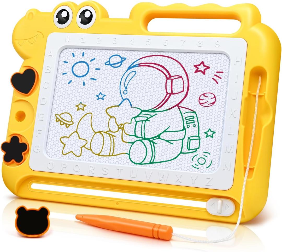 AiTuiTui Magnetic Drawing Board Toddler Toys Gift for 2 3 Year Old Girls Boys, Sketch Writing Doodle Pad Age 2-4 Travel Games, Educational Learning Kids Toys for Toddlers Birthday (Yellow)
