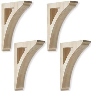 Briwooody 4 Pcs 1 3/4" W x 7 1/2" D x 10 1/2" H Traditional Wood Corbels Wooden Shelf Brackets Unfinished Paintable Solid Wooden Bracket for Doorway Countertops Home Shelves Cabinet Furniture Support