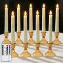 Raycare 9 Pcs Flameless Taper Candles, Battery Operated Candlesticks Require 2 AAA Batteries (NOT Included),6.7 Inches Taper Candlesticks with Holders, Flickering LED Window Candles with Remote Timer