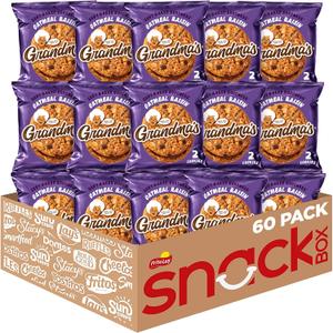 Grandma's Oatmeal Raisin Cookies, 2.5 Ounce (Pack of 60), BBD 02/11/2025