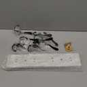 32.2'' Large Coat Rack Wall Mount Coat Hooks with 8 Metal Black Triple-Hooks Old White Pine Real Wood Plank Hat Rack for Wall Hooks