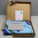 Turquoise Mahjong Mat with Lotus & Butterfly Artwork - 32.4x32.4 Inch Hand-Painted Style Rubber Mat, Zen Decor Waterproof Surface, Anti-Slip Foldable Design for Asian-Themed Game Nights (Blue-green)