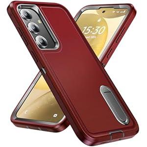 BaHaHoues for Samsung Galaxy S24 Plus Case, Samsung S24 Plus Phone Case with Built in Kickstand, Shockproof/ DropProof Military Grade Protective Cover for Galaxy S24 Plus 5G (Red/ Black)