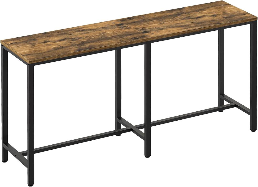 70.8" Long Bar Table, Counter Bar Height Table, High Top Table, Rectangular Hightop Bar Pub, for Kitchen, Living Room, Entryway, Rustic Brown and Black BT08BR