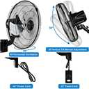 Simple Deluxe 18 Inch Household Commercial Wall Mount Fan 90 Degree Horizontal Oscillation, 5 Speed Settings 1 Pack, Black