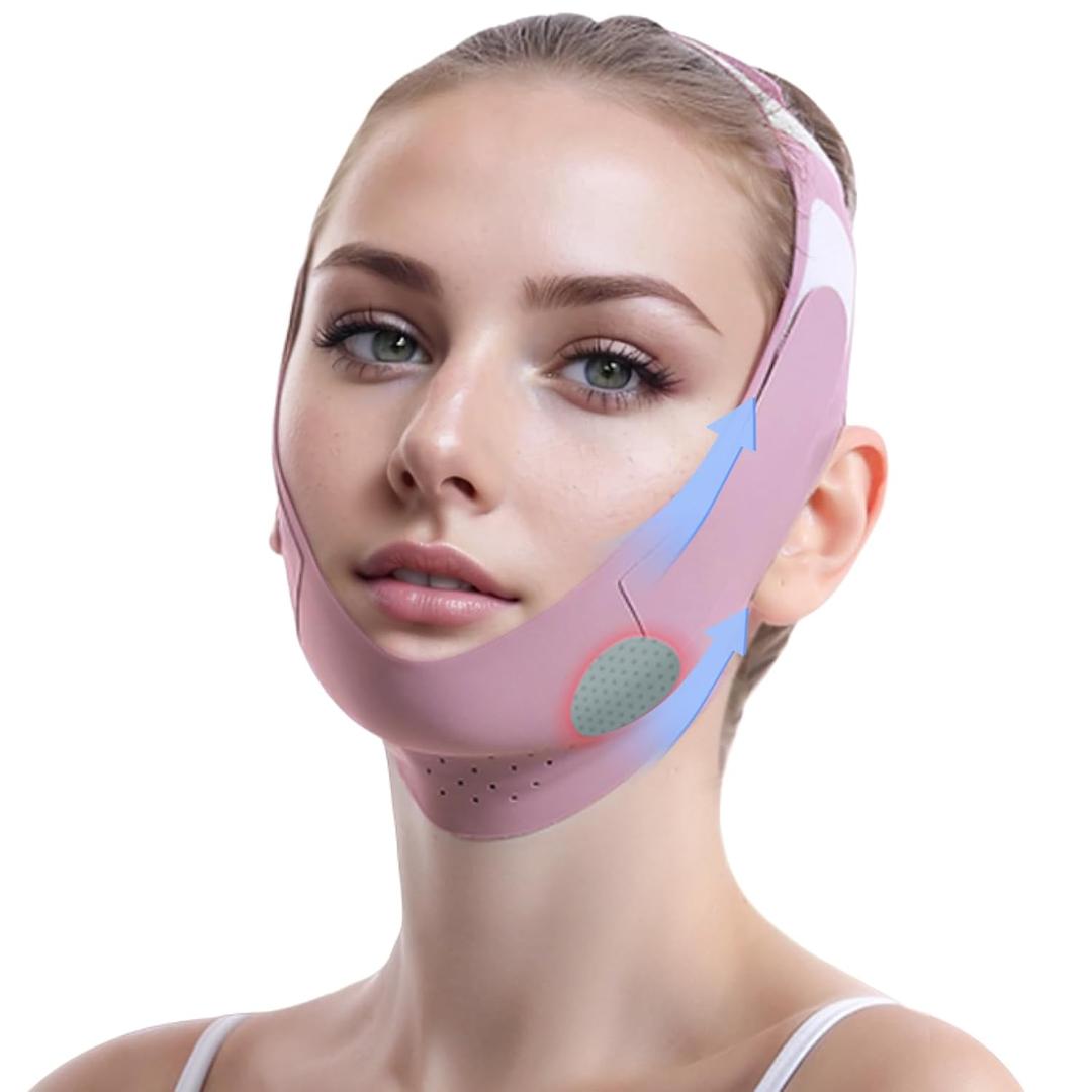 Graphene V-Line Mask Chin Up Mask V Shaped Face Mask Chin strap for sleeping,Jawline Shaper,Lilac,Medium